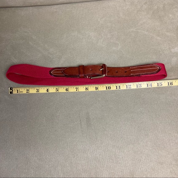 Faconnable Canvas Twill Red Belt with Brown Leather size 32 - Picture 2 of 8